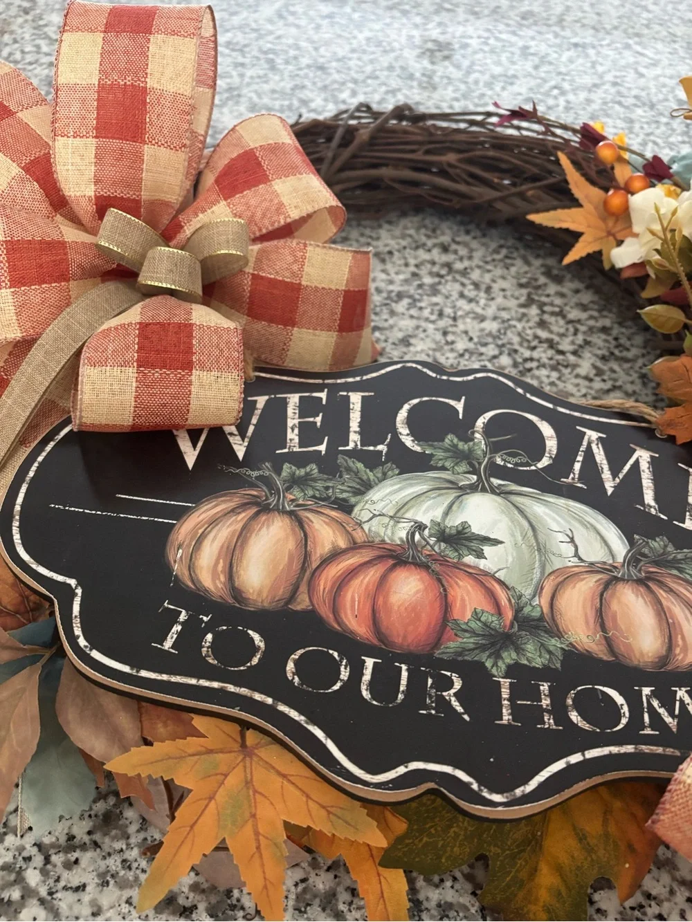 Autumn Country RusticFarmhouse Welcome Wreath Handmade w/Sign Custom Final Sale